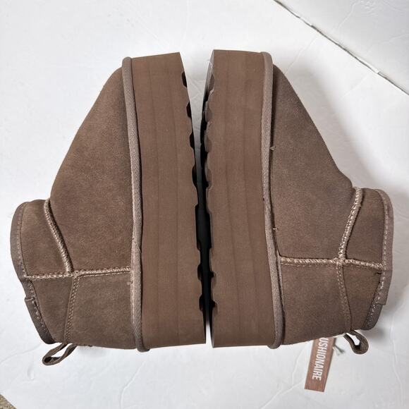 Cushionaire Taupe Suede Platform Boots 6.5W Memory Foam Cozy - Picture 11 of 13